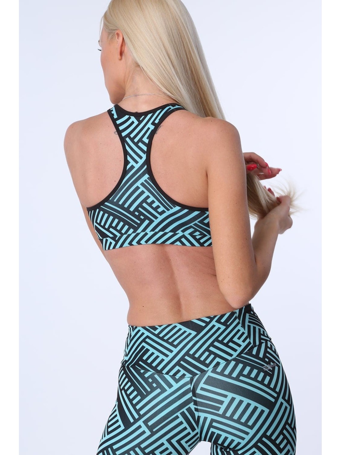 Sports top with geometric shapes, turquoise MR15501 - Online store - Boutique